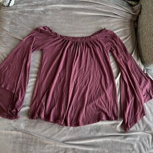 Maroon off the shoulder flowy long sleeve